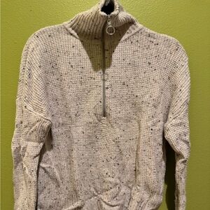 William Rast Speckled Beige Turtleneck Sweater